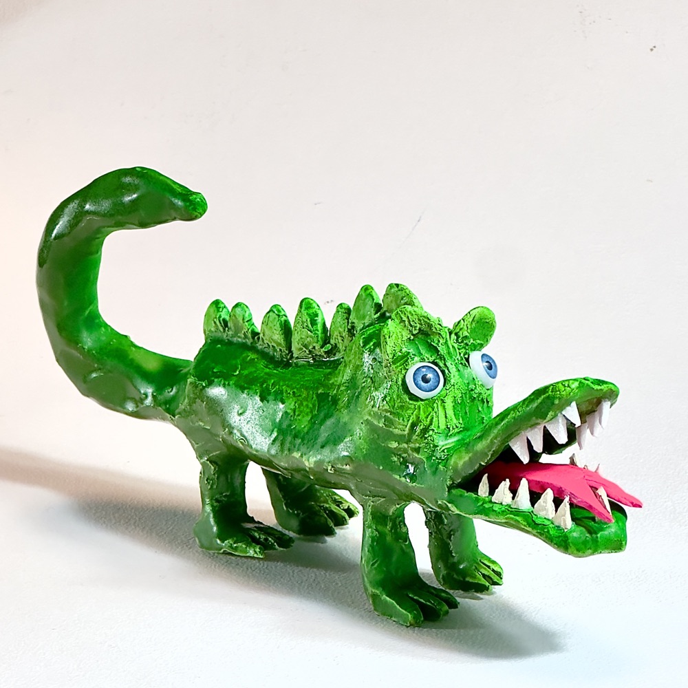 Ramón, cocodrilo verde de cerámica